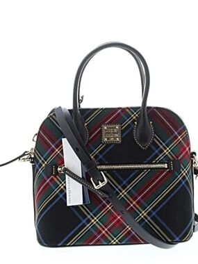 Dooney & Bourke Black Multi Plaid Dome Satchel